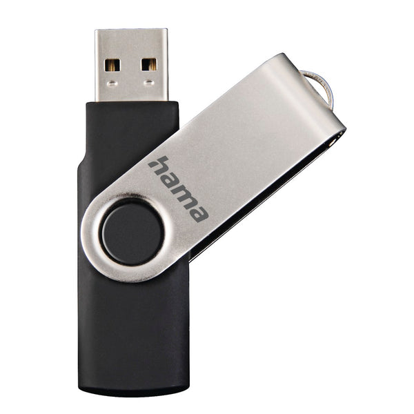 Hama "Rotate" USB Flash Drive, USB 2.0, 32 GB, 10 MB/s, black/silver