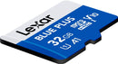 Lexar Blue Plus 32GB MicroSD card with Adapter, A1, V10