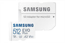 Samsung Evo Plus 512GB MicroSDXC Card with Adapter, V30, A2, U3