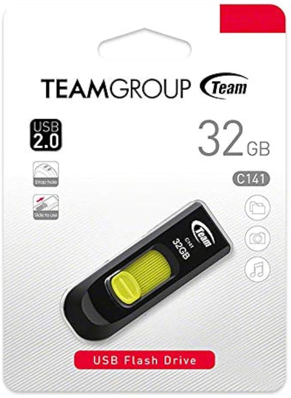 Teamgroup 32GB C141 Capless Retractable Black/Yellow USB Drive