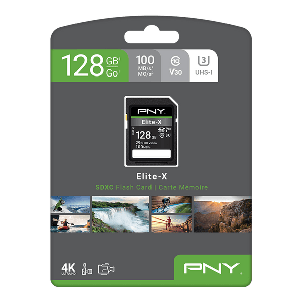 PNY Elite-X 128GB SDXC Card, UHS-I, U3, 100MB/s