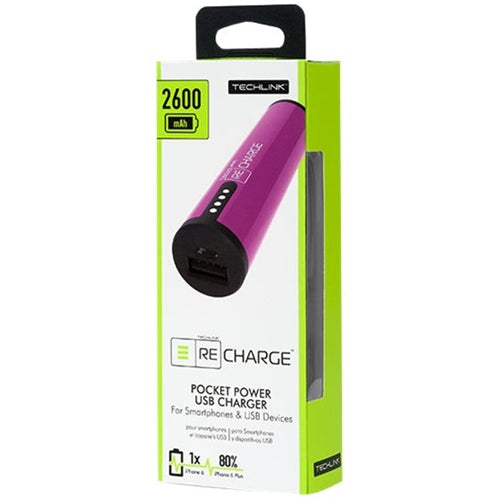 Techlink Recharge Pocket PowerBank 2600mAh Pink