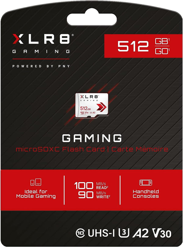 PNY 512GB XLR8 Gaming MicroSDXC card, A2, V30, U3