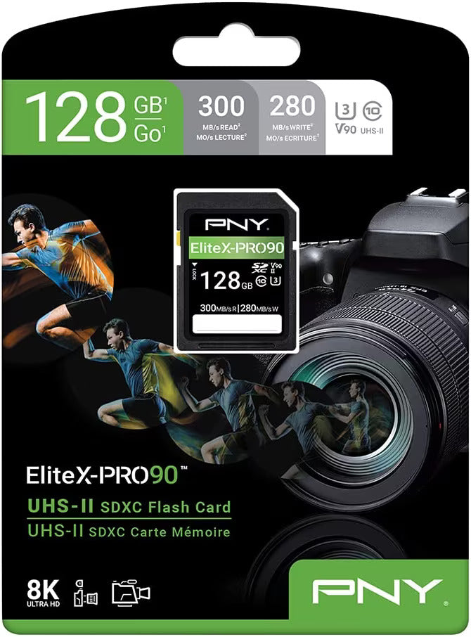 PNY 128GB Elite X Pro 90 UHS-II SDXC Card, V90, U3