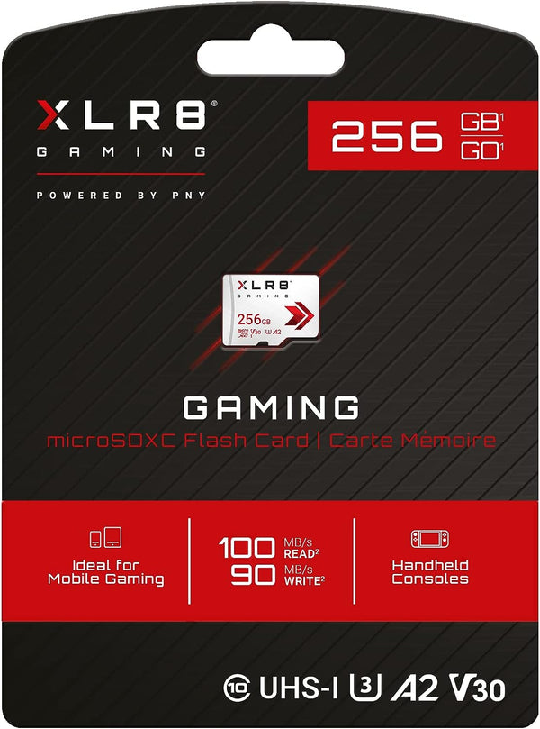 PNY 256GB XLR8 Gaming MicroSDXC card, A2, V30, U3
