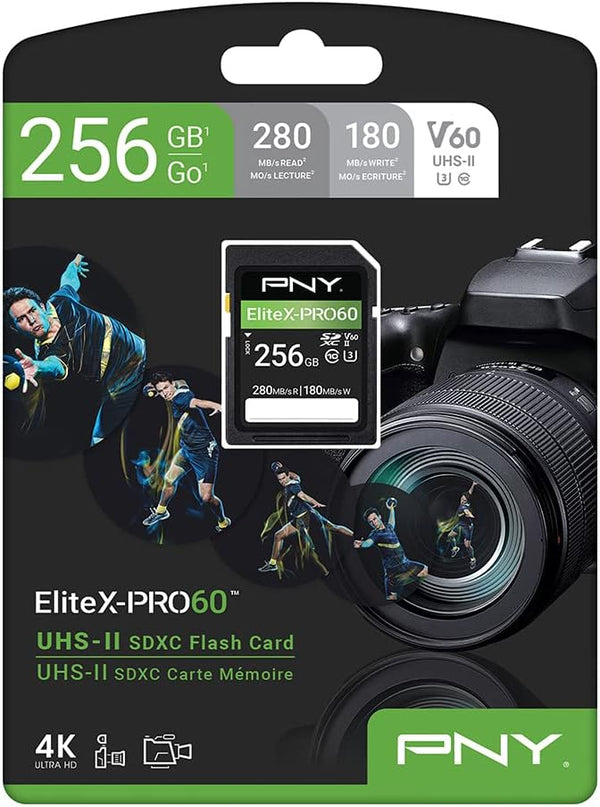 PNY 256GB Elite X Pro 60 UHS-II SDXC Card, V60, U3
