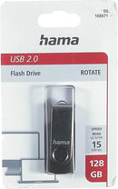 Hama "Rotate" USB Flash Drive, USB 2.0, 128 GB, 15 MB/s, black/silver