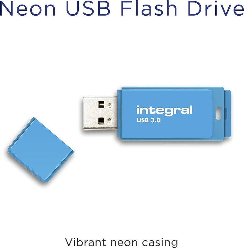 Integral 64GB Neon Blue USB3.0 Flash Drive R120MB/s-W15MB/s