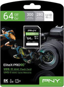 PNY 64GB Elite X Pro 90 UHS-II SDXC Card, V90, U3