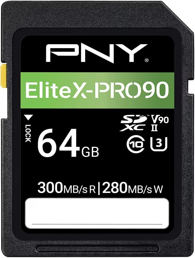 PNY 64GB Elite X Pro 90 UHS-II SDXC Card, V90, U3