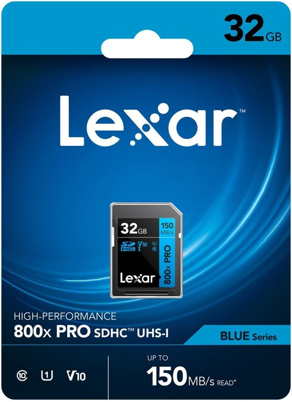 Lexar High Performance 800X Pro 32GB SDHC Card, V10, 150MB/s