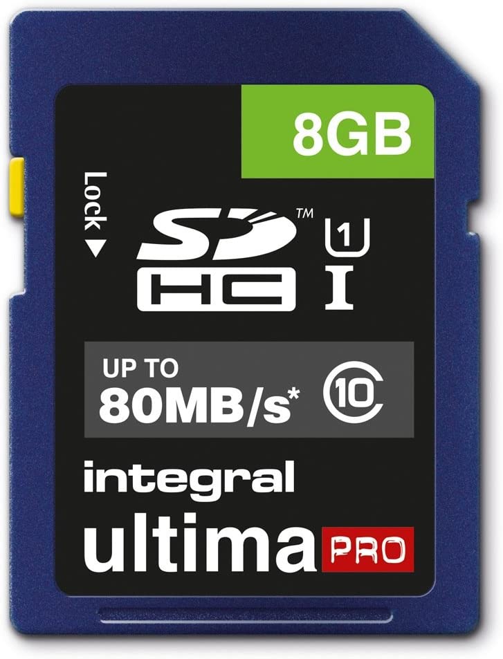 Integral Ultima Pro 8GB SDHC Card, MLC Flash, Class 10, 80MB/s