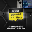 Lexar Professional 256GB Gold MicroSD card, UHS-II, V60, A1