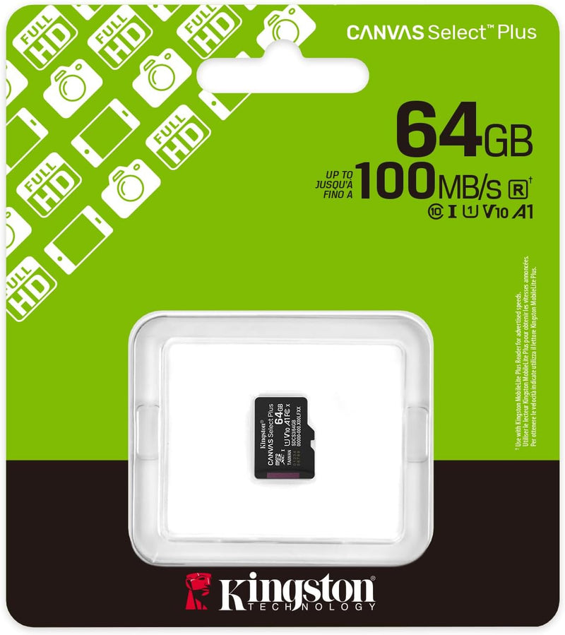 Kingston Canvas Select Plus Gen3 64GB MicroSDXC card 100MB/s Card Only