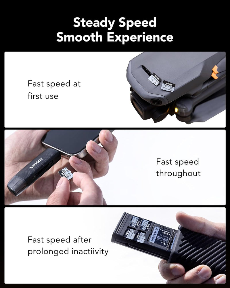 Lexar Professional 64GB Silver Plus MicroSDXC, U3, V30, A1, 100MB/s