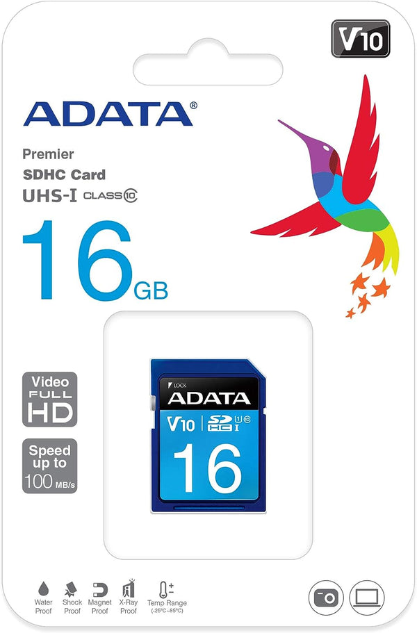 Adata Premier 16GB SDHC Card UHS-I, V10, 100MB/s