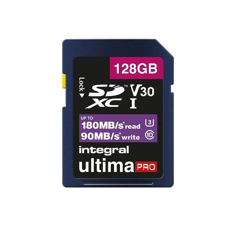 Integral Ultima Pro 128GB SDXC Card, U3, V30, 180MB/s