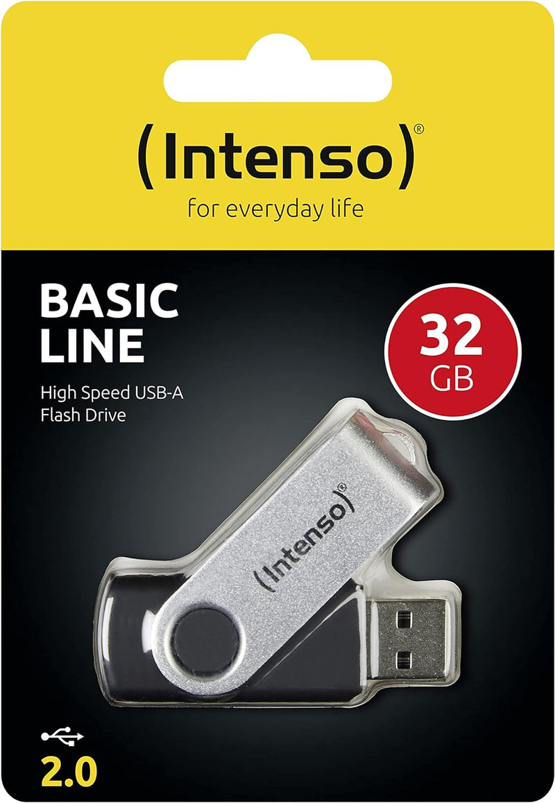 Intenso 32GB Basic Line USB Drive, Swivel Design