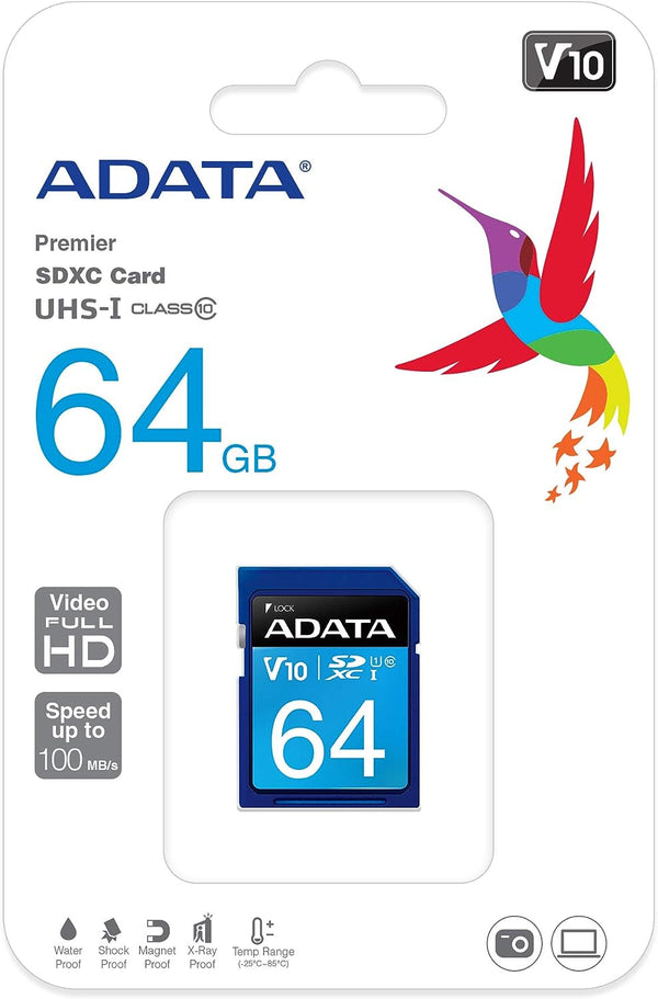 Adata Premier 64GB SDXC Card UHS-I, V10, 100MB/s