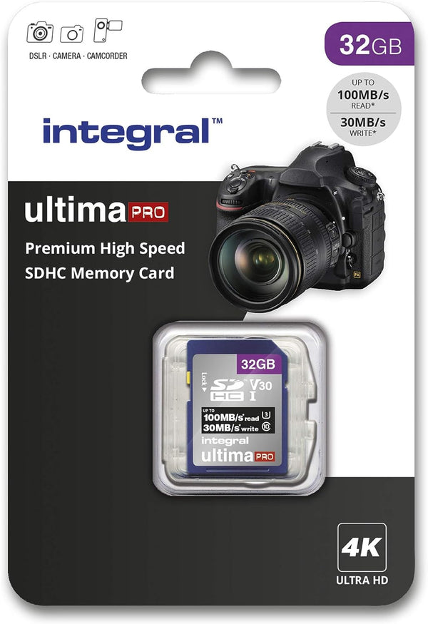 Integral Ultima Pro Premium Speed 32GB SDHC Card,U3, R100MB/s, W30MB/s