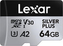 Lexar Professional 64GB Silver Plus MicroSDXC, U3, V30, A1, 100MB/s