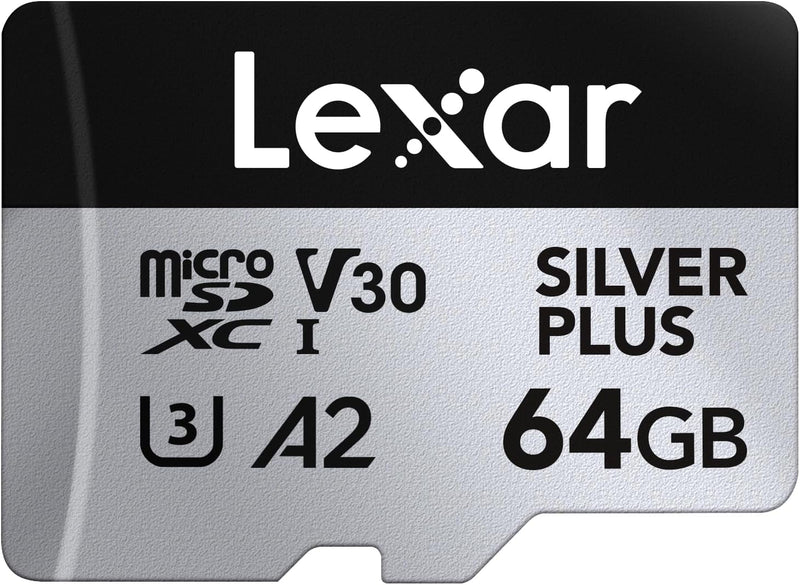 Lexar Professional 64GB Silver Plus MicroSDXC, U3, V30, A1, 100MB/s