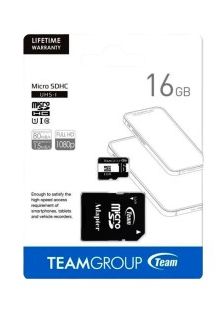 Team 16GB MicroSD card UHS-I, Class 10, U1,  with Adapter