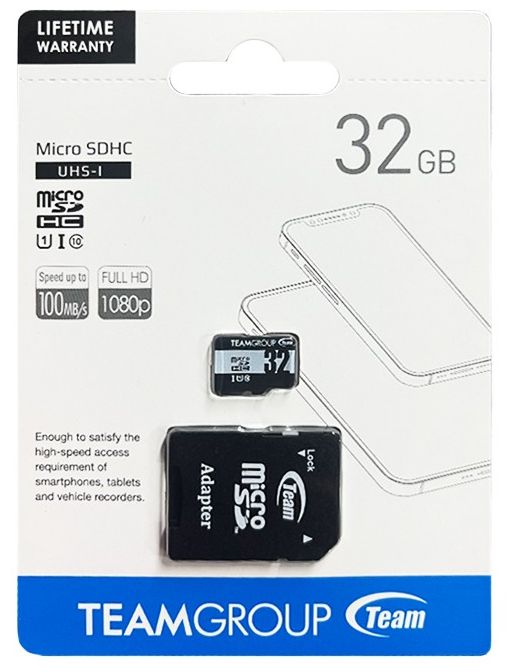 Team 32GB MicroSD card UHS-I, Class 10, U1,  with Adapter