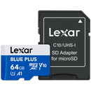 Lexar Blue Plus 64GB MicroSD card with Adapter, A1, V10