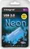 Integral 32GB Neon Blue USB3.0 Flash Drive R100MB/s-W15MB/s