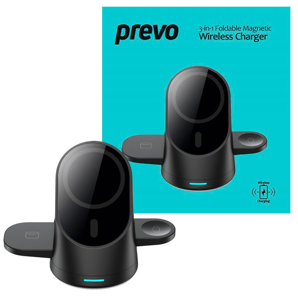 Prevo 3-in-1 15W Magnetic Wireless Charging Station for Smartphones, Smartwatches & Wireless Earbuds