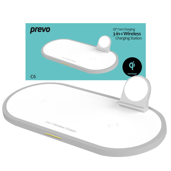 Prevo Wireless Charger, 3 in 1 Wireless Charging Station, 15W Qi Certified Fast Charging