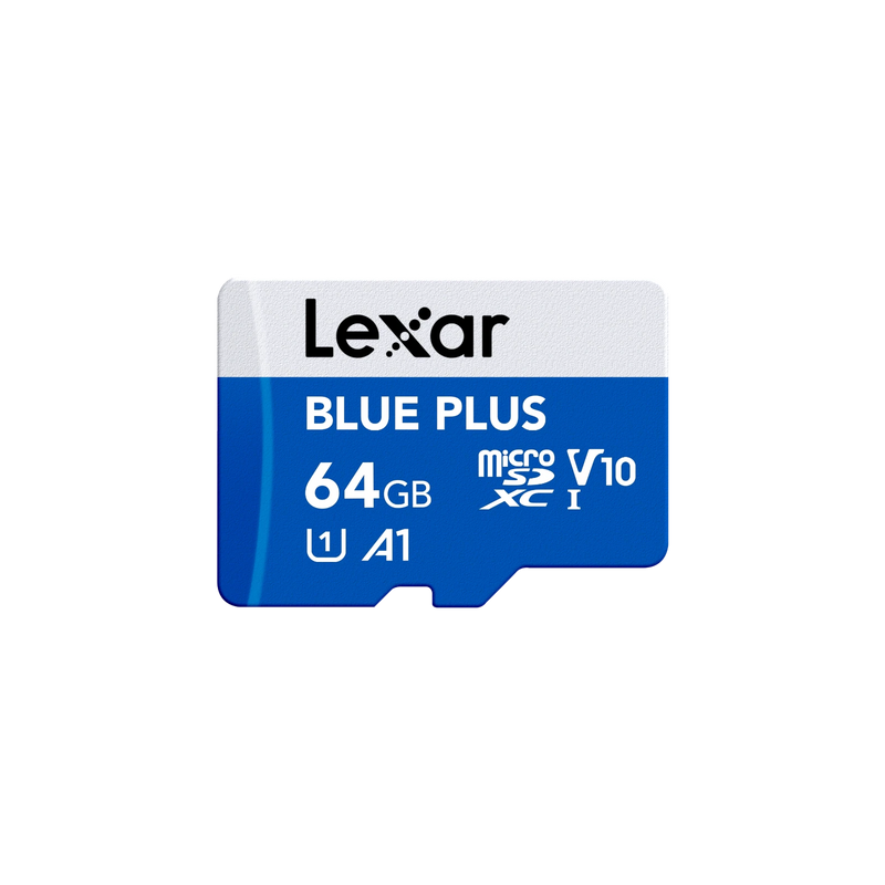 Lexar Blue Plus 64GB MicroSD card with Adapter, A1, V10
