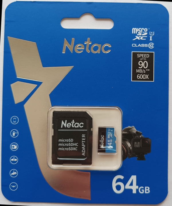 Netac P500 Standard 64GB MicroSDXC Card Class 10,  90MB/s