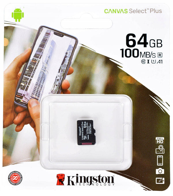 Kingston Canvas Select Plus 64GB MicroSDXC card 100MB/s Card only