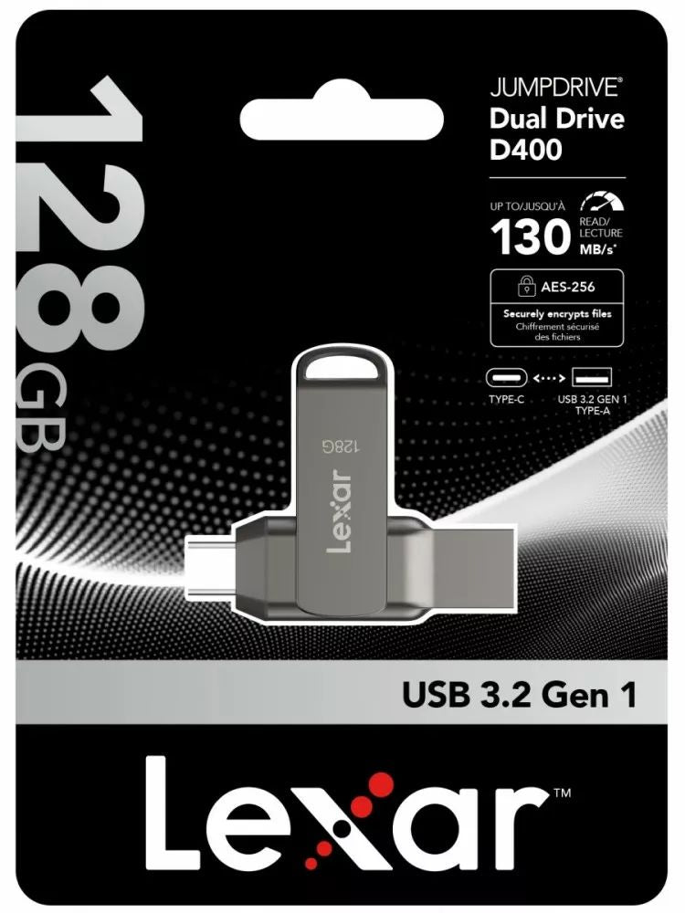 Lexar 128GB JumpDrive D400 Dual Drive Type A and Type C, USB3.2 ...