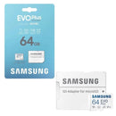 Samsung Evo Plus 64GB MicroSDXC Card with Adapter, V30, A2, U3, 160MB/s