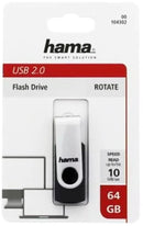 Hama "Rotate" USB Flash Drive, USB 2.0, 64 GB, 15 MB/s, black/silver
