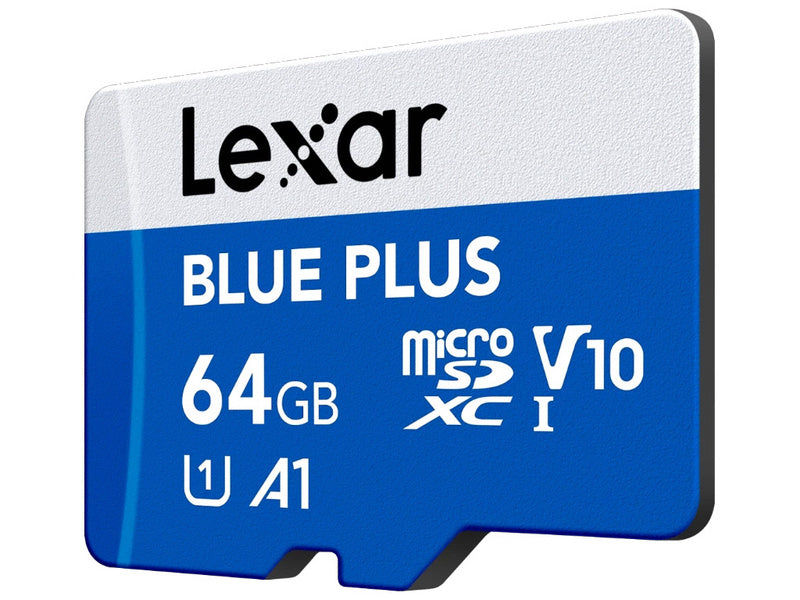 Lexar Blue Plus 64GB MicroSD card with Adapter, A1, V10