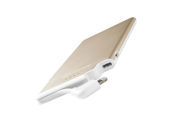 Techlink Recharge Ultra Thin  PowerBank 3000mAhwith Built-in Lightning Cable, Champagne