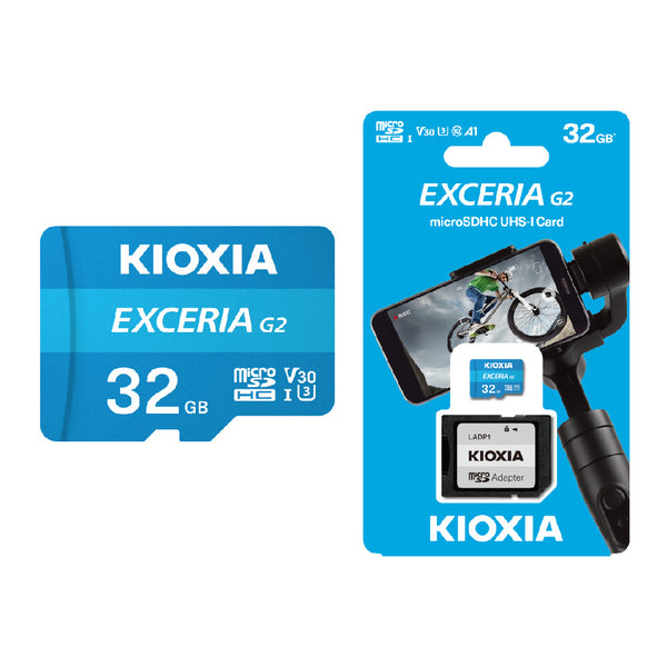 Kioxia Exceria G2 32GB MicroSDHC card, U3, V30, A1, 100MB/s