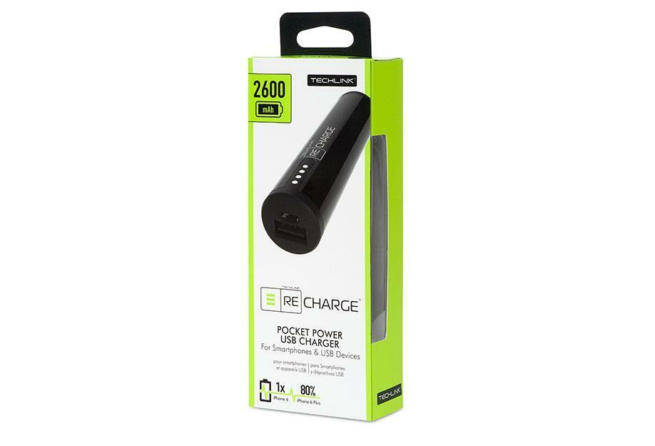 Techlink Recharge Pocket PowerBank 2600mAh Black – flashmemo.co.uk