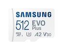 Samsung Evo Plus 512GB MicroSDXC Card with Adapter, V30, A2, U3