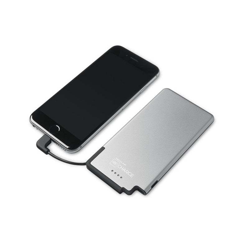 Techlink Recharge Ultra Thin  PowerBank 3000mAhwith Built-in Lightning Cable, Silver