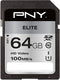 PNY Elite 64GB SDXC Card, UHS-I, Class10, 100MB/s