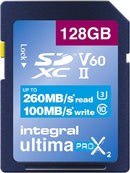Integral 128GB Ultima Pro X2 SDXC Card, 260/100 MB/s, UHS-II, V60