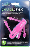 Bitmore Chargeand Sync Cable- Swiss Army style- Pink