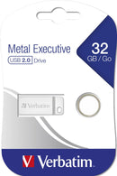 Verbatim 32GB Metal Executive Flash Drive, USB2.0 Silver