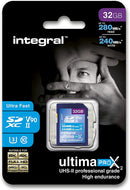 Integral 32GB ULTIMAPRO X2 SDHC Card, High Endurance, 280/240MB,UHS-II, V90
