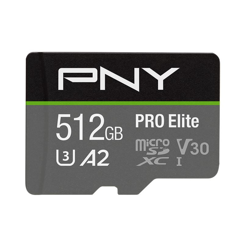 PNY Pro Elite 512GB MicroSDXC Card, A2, V30, U3, 100MB/s